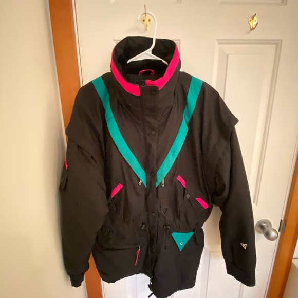 vintage 80s black ski jacket like new NWOT - Picture 6 of 7